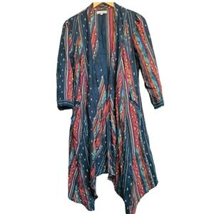 World Market Boho Linen Tribal Print Kimono size S/M